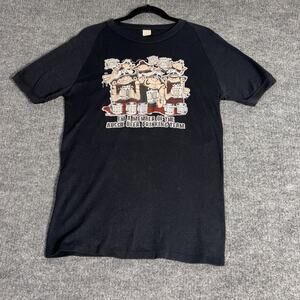 Vintage Aussie Beer Drinking Team Shirt Mens Medium Ken Maynard Cartoon 70s